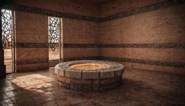 day,indoors,no humans,window,sunlight,scenery,door,wall,pillar,carpet,church,arch,column,shadow,wooden floor,stairs,fantasy,tiles,tile floor,floor,still life,barrel,treasure chest,stone floor,stone wall,wood,brick floor