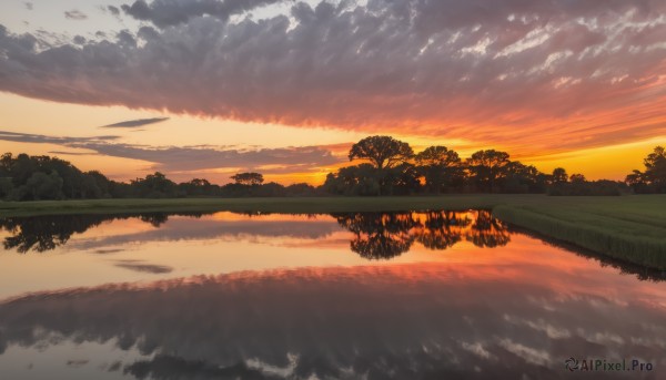 A landscape in a tranquil sunset outdoors