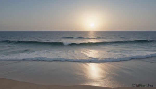 outdoors,sky,cloud,water,no humans,night,ocean,beach,scenery,sunset,sand,sun,horizon,waves,shore,sunlight,sunrise