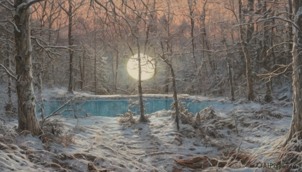 The beauty of a landscape set in a calm snowy outdoors