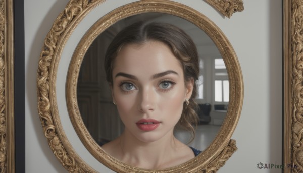 A striking window featuring the elegance of a female