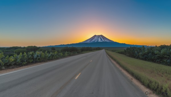 A landscape in the heart of a beautiful sunset day