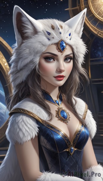 A female portrayed in a inviting night sky