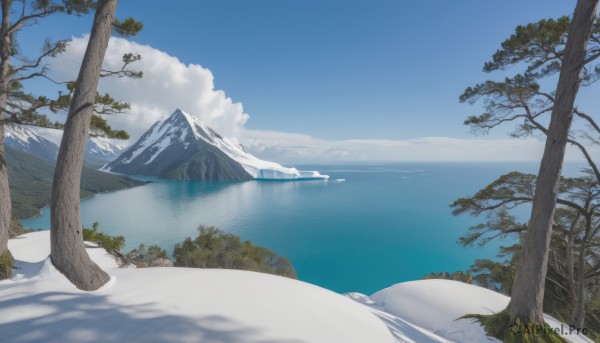 A majestic landscape within a lush snowy day