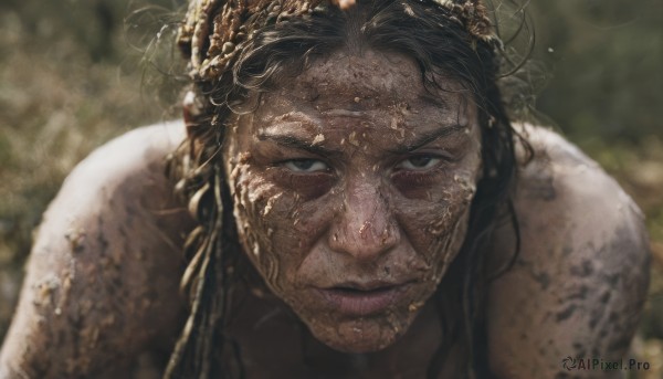 A female portrayed in a vivid dynamic scene