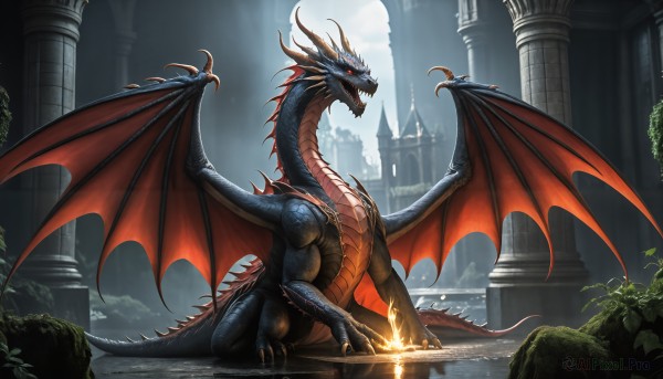 A idyllic monster within a vivid fiery day