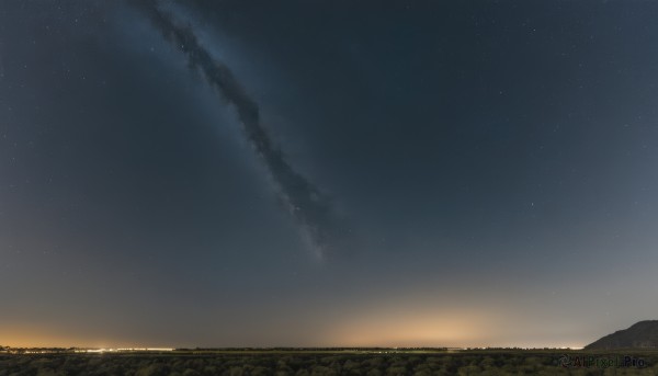 outdoors,sky,cloud,no humans,night,grass,star (sky),night sky,scenery,smoke,starry sky,mountain,field,landscape,hill,star (symbol),sunset,milky way