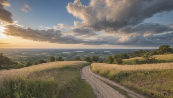 A landscape captured in a dynamic sunset day