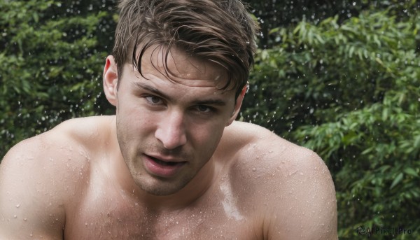Image of a male in a fresh rainy day