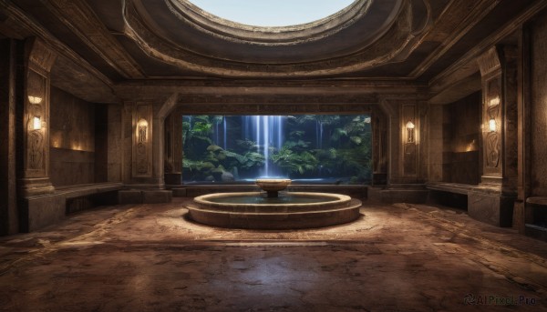 A waterfall portrayed in a inviting day