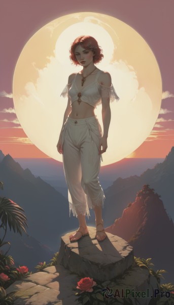 A tranquil view of a female in sunset outdoors