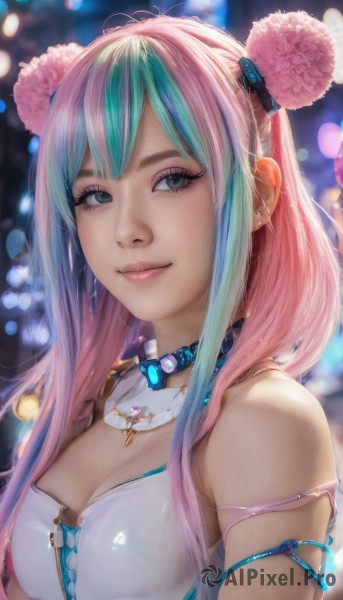 A female surrounded by a lush dynamic scene
