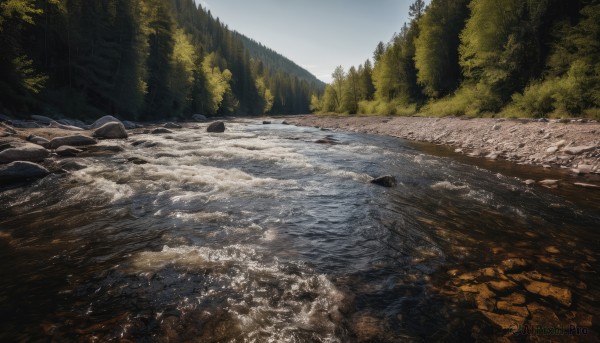 outdoors,sky,day,water,tree,no humans,nature,scenery,forest,rock,mountain,splashing,river,landscape,cloud,blue sky