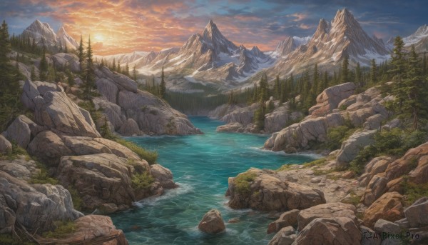 Sunset outdoors brought to life with a captivating landscape