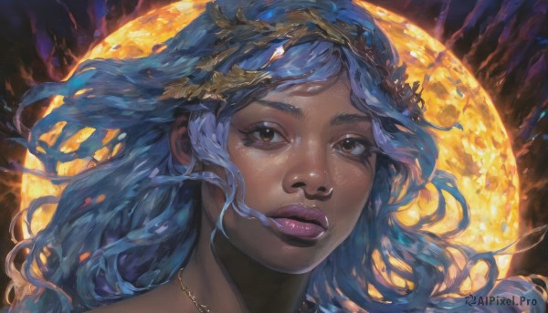 The majestic beauty of a female set within a ethereal moon