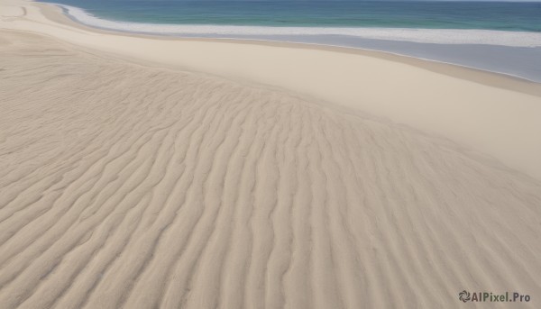 outdoors,sky,water,no humans,ocean,traditional media,beach,scenery,sand,horizon,shore,desert,day,cloud,blue sky