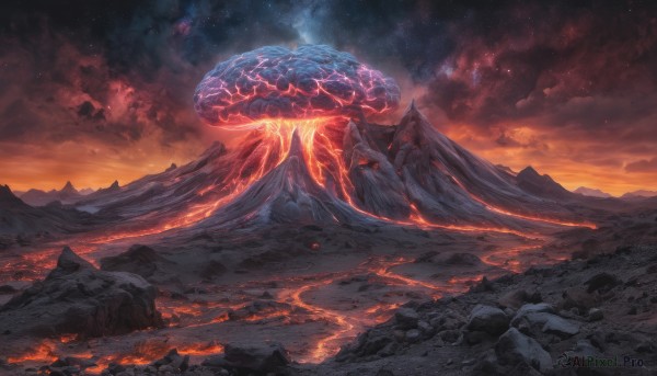 A unique subject amidst a vivid fiery outdoors