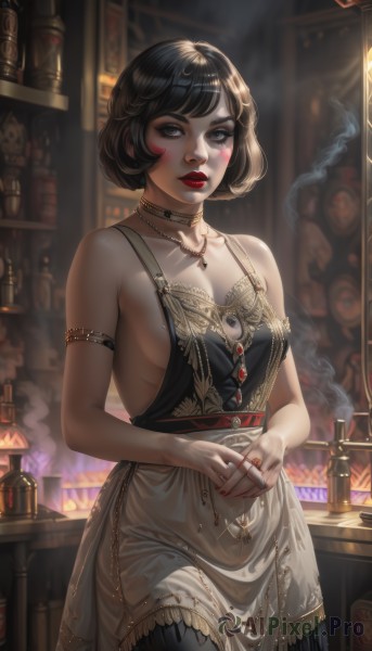 The allure of a female in a inviting fiery smoke