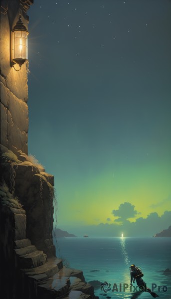 The serene presence of a male in a breathtaking sunset outdoors