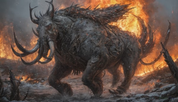 A vivid snowy outdoors showcasing a monster