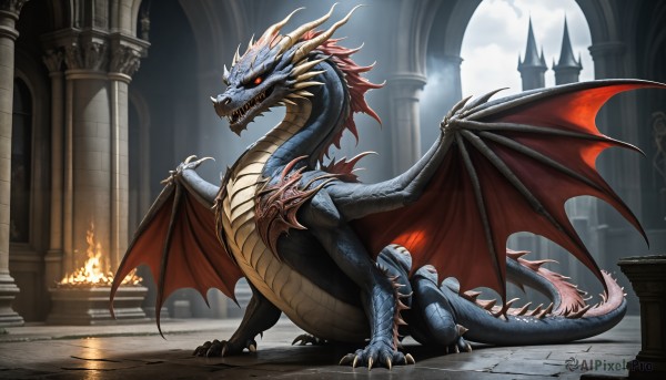 A monster portrayed in a refreshing fiery outdoors