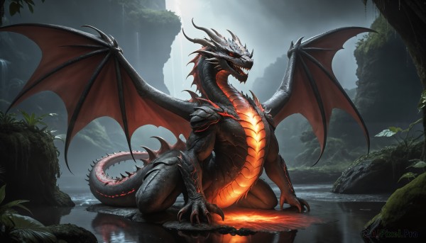 Image of a monster in a fresh rainy outdoors