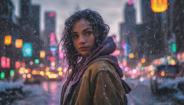 A majestic rainy outdoors featuring a female