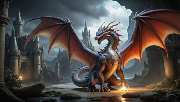 A glimpse of a monster in a picturesque fiery outdoors
