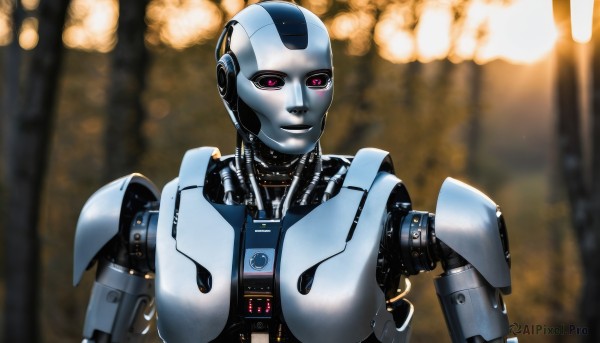 A striking dynamic scene featuring the elegance of a cyborg