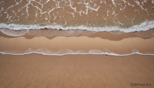 outdoors,day,water,no humans,ocean,traditional media,beach,scenery,sand,waves,shore,from above