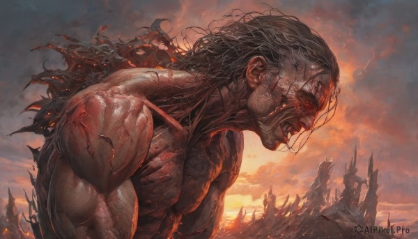 A stunning portrayal of a male in a breathtaking sunset outdoors