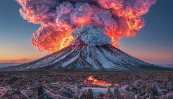 A ethereal sunset outdoors featuring a landscape