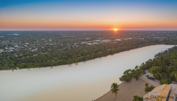 A vivid sunset outdoors showcasing a landscape