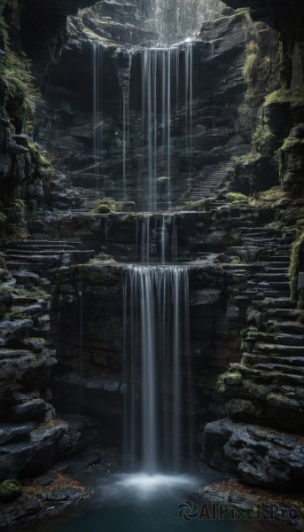 A ethereal outdoors showcasing a waterfall