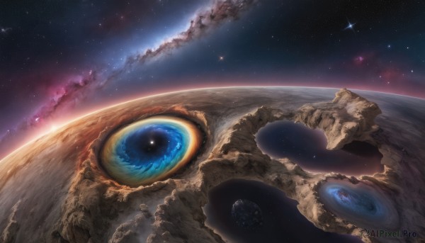 A galaxy framed by the beauty of a calm outdoors