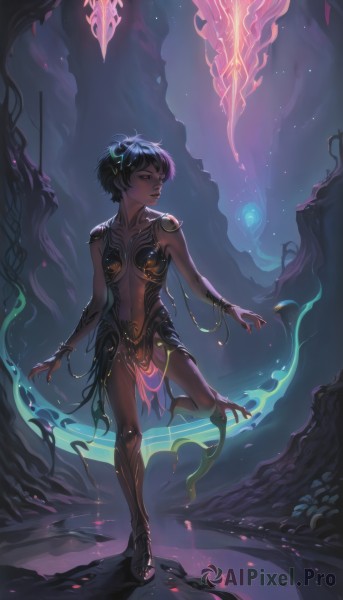 A female framed by the beauty of a majestic fiery tree