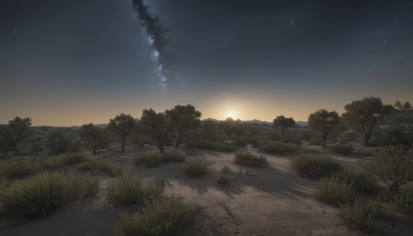 A breathtaking view of a landscape in sunset outdoors