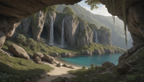 A charming day with a waterfall