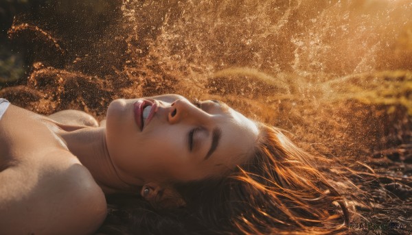 The charm of a female in a scenic sunlight