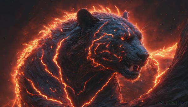 The wonder of a monster in a picturesque fiery dynamic scene