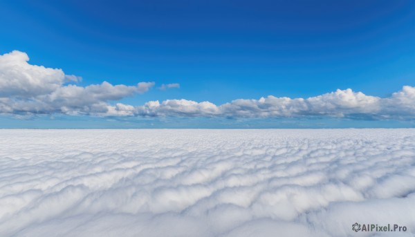 monochrome,outdoors,sky,day,cloud,water,blue sky,no humans,ocean,cloudy sky,nature,scenery,blue theme,horizon,field,landscape