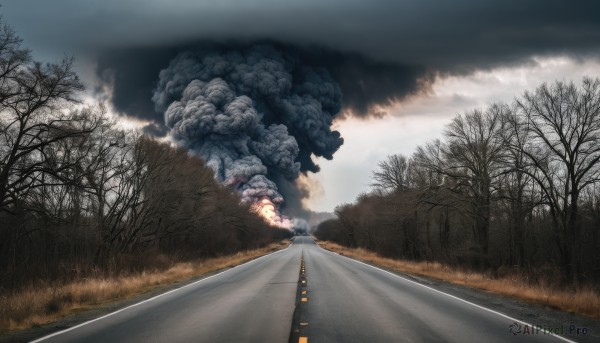 The timeless beauty of a street in a bold fiery day