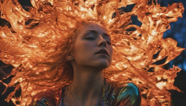 The serene presence of a female in a lush dynamic scene