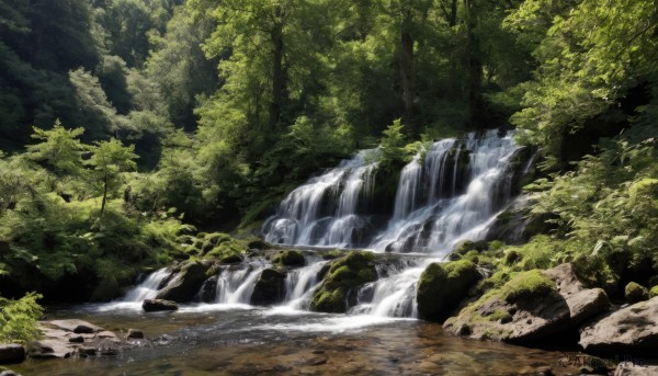 The beauty of a waterfall set in a captivating day