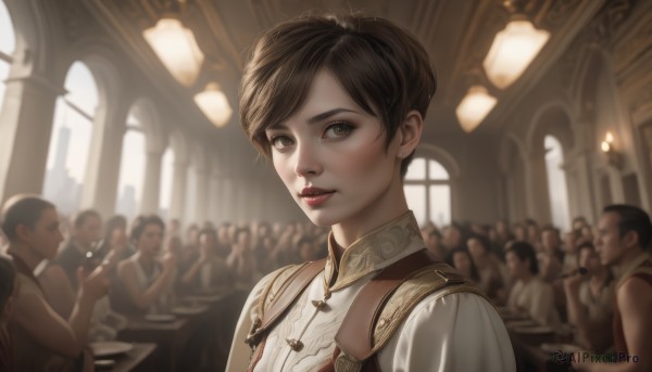 A female in a breathtaking window
