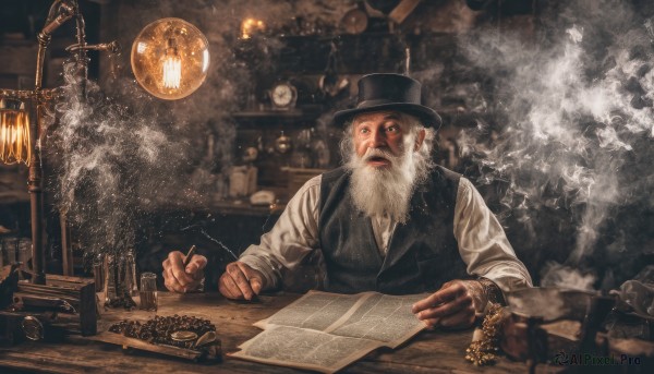 A tranquil view of a male in smoke