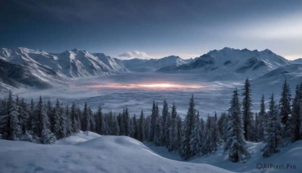 The serene presence of a landscape in a breathtaking snowy day