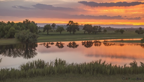 A striking sunset outdoors featuring the elegance of a landscape