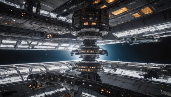 A spacecraft captured in a dynamic scenery