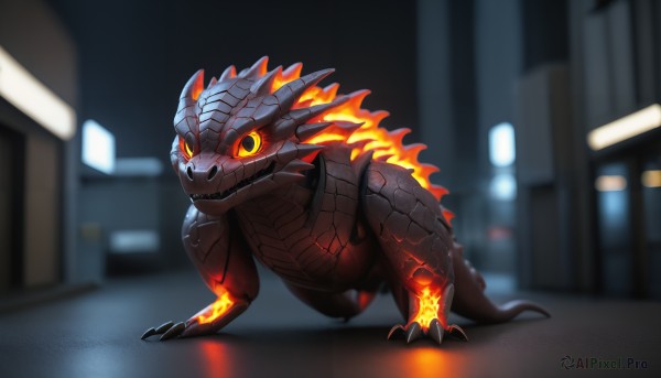 A inspiring monster within fiery outdoors